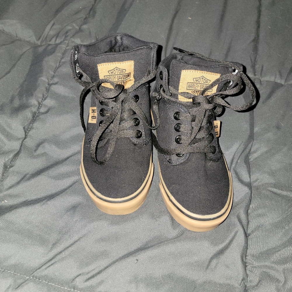 Size 13 little kids Harley-Davidson Kid's Boyton Black Canvas Shoes Sneakers